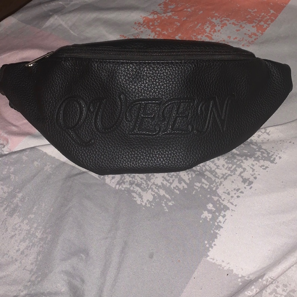 Black leather fanny pack